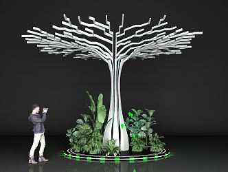 Modern Pillar Science and Technology Tree 3d model