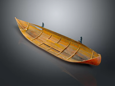 Traditional Handcrafted Wooden Boat With Natural Wood Hull And Classic Design 3d model