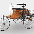 Vintage Car with Wooden Body Large Spoked Wheels and Black Leather Seat