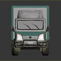 Small White And Green Delivery Truck With Enclosed Cargo Box Front Cabin And Compact Design
