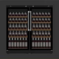 Modern Black Wine Cabinet With Double Doors And Shelves For Wine Bottles Storage