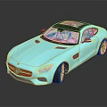 Blue Mercedes Benz Two Door Sports Car Model With Black Roof And Shiny Exterior