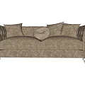 Classic Elegant Two Seater Sofa Design With Tufted Back And Rolled Arms Beige Fabric Pillows