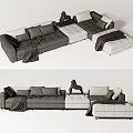 Modern Corner Sofa Multi-person Sofa Casual Sofa Sofa Blanket Blanket Pillow Combination Sofa 3d model