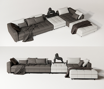 Modern Corner Sofa Multi-person Sofa Casual Sofa Blanket Pillow Combination Sofa 3d model