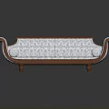 Classic Curved Armrest Sofa With Wooden Frame And Patterned Fabric For Living Room