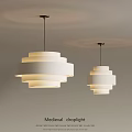 Modern White Multi Layered Circular Pendant Lights Hanging From Light Ceiling With Soft Glow 3d model