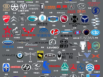 Collection Of Various Car Brand Logos In Colorful Iconic Designs 3d model