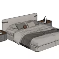 Modern Light Gray Double Bed With Nightstands Table Lamps And Plants 3d model