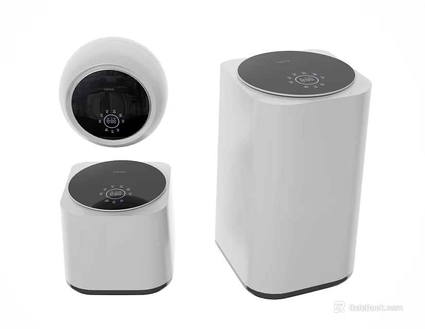 Modern White And Black Washing Machines In Various Sizes With Round Control Panels 3d model 