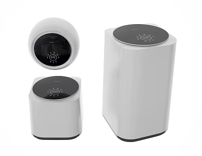 Modern White And Black Washing Machines In Various Sizes With Round Control Panels 3d model