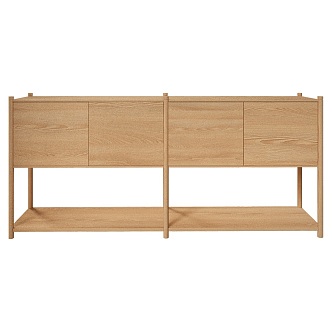 Oak Nordic Bamboo Side Cabinet 180 3d model