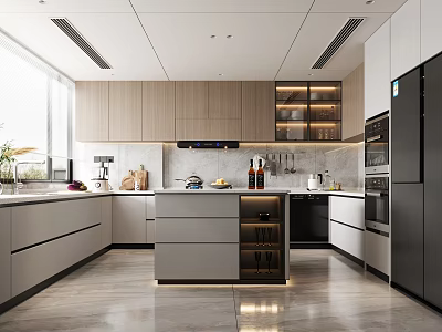 Modern Kitchen Simple Open Kitchen 3d model