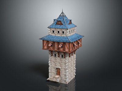 Tower defense sentry tower air defense watchtower observatory tower loft 3d model