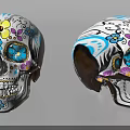 Medical Teaching Skeleton Model With Colorful Floral And Butterfly Decorations