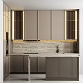 Modern Kitchen Interior With Beige Cabinets Built In Lighting And Stone Countertop