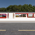 Building Exterior Wall with Clean Governance Calligraphic Landscape Art Ancient Town Green Trees Blue Sky