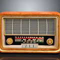 Vintage Electronic Radio With Wooden Casing Gold Trim Tuning Dial And Control Knobs