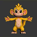 Golden Monkey Figurine Cartoon Character Standing Pose With Open Arms Shiny Surface