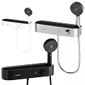 Modern Black and White Shower System with Handheld Rain Head and Control Panel 3d model