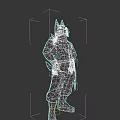Wolf Like Game Movie Character With White Top Gray Pants And Red Sash Standing Pose