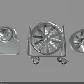 Industrial Equipment Three Different Types Industrial Fans Featuring Mobile Metal Frame Designs