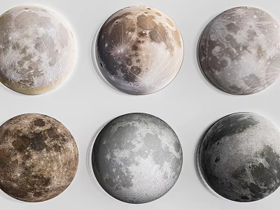 Realistic Moon Surface Decorative Lights With Various Lunar Textures And Round Shapes 3d model