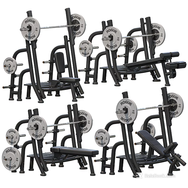 Strength Training Sports Equipment Featuring Barbells Dumbbells Weight Benches And Racks 3d model 