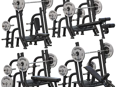 Strength Training Sports Equipment Featuring Barbells Dumbbells Weight Benches And Racks 3d model