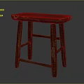 Rustic Wooden Stool With Natural Wood Texture And Four Legs Simple Design