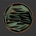 Brown Woven Storage Basket With Green Cactus Pads For Home Decor
