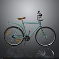 Turquoise Bicycle With Orange Seat Sleek Design And Mirror Reflection On Dark Surface