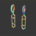Fashionable Elegant Golden Hexagon Shape Earrings Adorned With Sparkling Diamonds Modern Design