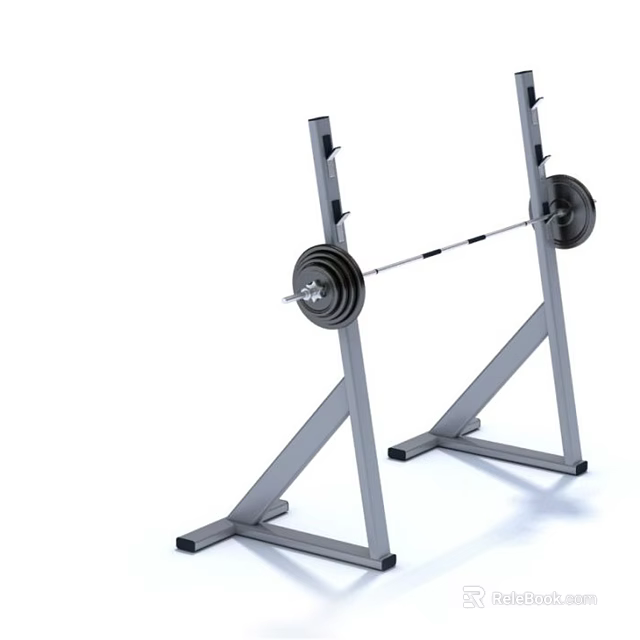 Sturdy Weight Rack with Barbell and Plates for Home Gym Fitness Training 3d model 