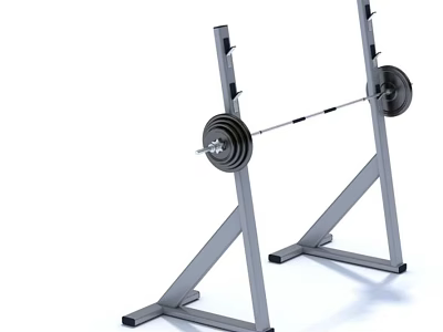 Sturdy Weight Rack with Barbell and Plates for Home Gym Fitness Training 3d model