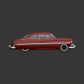 Red Vintage Classic Car With Sleek Body Chrome Details And Reflection