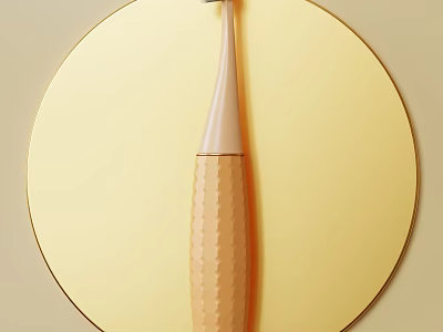 Stylish Daily Washing Toothbrush With Beige Textured Handle On Golden Circular Background 3d model