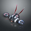 Futuristic Remote Control Racer With Black White Body Red Antennas And Round Propellers