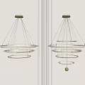 Modern Gold Brass Chandeliers With Multiple Circular Rings And Elegant Hanging Structure 3d model