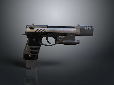 Modern Tactical Pistol With Metal Surface Black Grip And Design Details 3d model