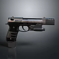 Modern Tactical Pistol With Metal Surface Black Grip And Design Details