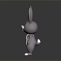 Gray Rabbit Character 3D Model With White Belly Pink Nose Standing Pose 3d model