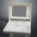 Vintage White Laptop Computer With Classic Screen And Retro Keyboard Design 3d model
