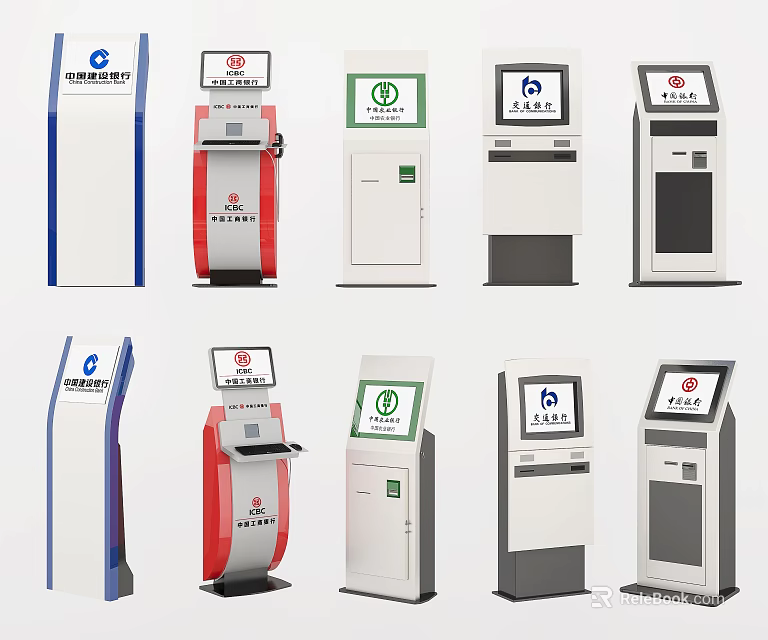 Public Facilities Self Service Kiosks With Various Designs And Multiple Functions 3d model 
