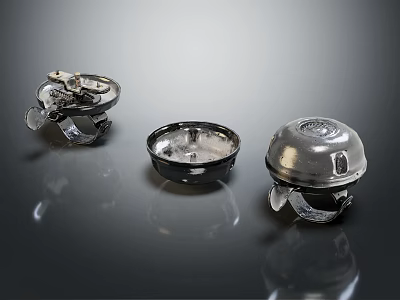 Bicycle Light Components With Three Shiny Metal Reflective Parts 3d model