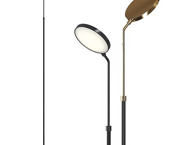Modern Floor Lamp With Round Shade And Black Gold Metal Stand For Home Decor 3d model