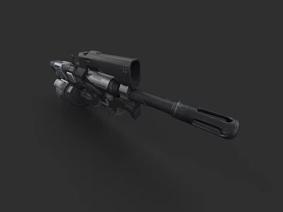 Modern Tactical Rifle With Black Scope Metal Body And Ergonomic Grip 3d model