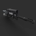 Modern Tactical Rifle With Black Scope Metal Body And Ergonomic Grip
