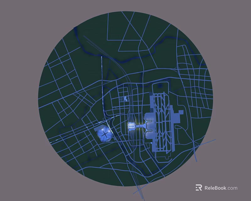Aerial Planning of Urban City Layout With Road Network and Building Structures 3d model 