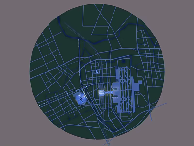 Aerial Planning of Urban City Layout With Road Network and Building Structures 3d model